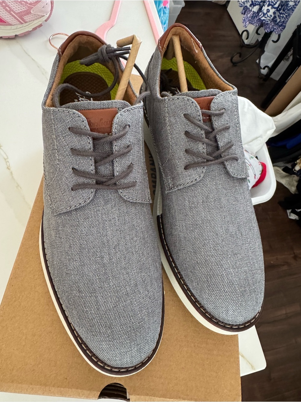 Florsheim Gray Canvas Derby Lace-Up Shoes